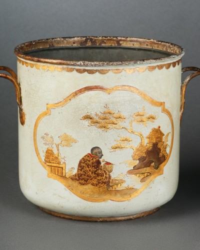 Louis XV - Set of two glazed tin wine coolers, Paris circa 1770