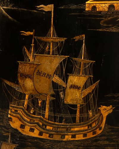 Louis XV - Pair of corner cabinets in Martin varnish by Léonard Boudin circa 1760