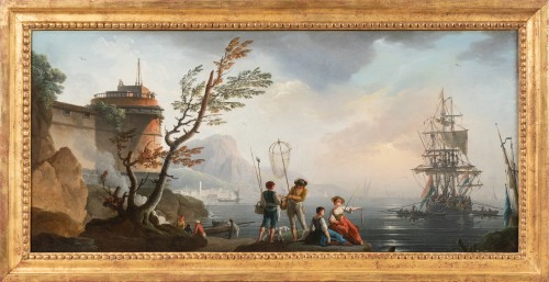 Calm and Storm, a pair of seascapes by Lacroix de Marseille, 1773 - Paintings & Drawings Style Louis XV
