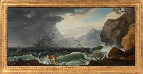 Calm and Storm, a pair of seascapes by Lacroix de Marseille, 1773 - 