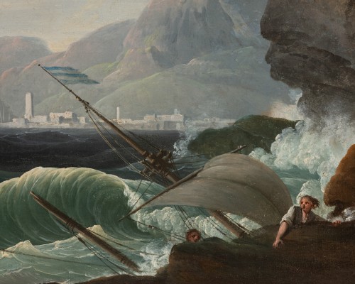 Louis XV - Calm and Storm, a pair of seascapes by Lacroix de Marseille, 1773