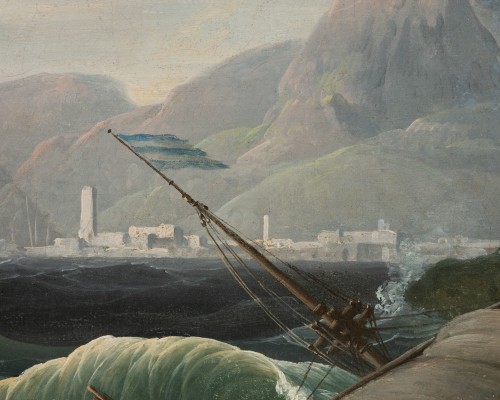 Antiquités - Calm and Storm, a pair of seascapes by Lacroix de Marseille, 1773