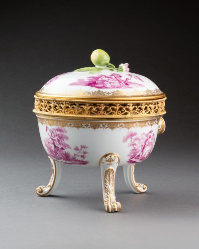 Réchaud couvert en porcelaine de Meissen monté en pot-pourri 18e siècle - Franck Baptiste Paris