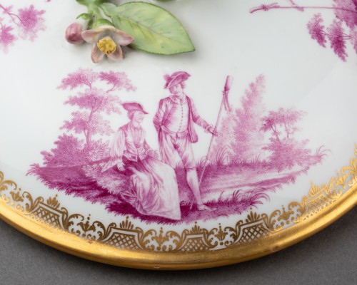 Réchaud couvert en porcelaine de Meissen monté en pot-pourri 18e siècle - Louis XV