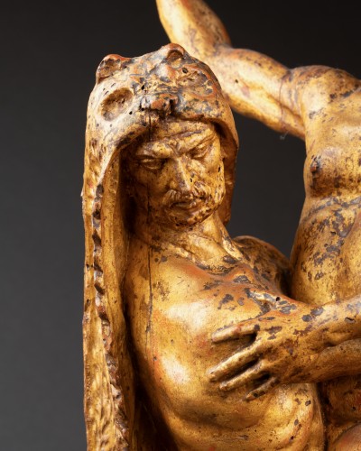 Hercule et Antée, sculpture en bois doré, Italie 18e siècle - Sculpture Style Louis XIV