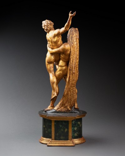 Hercule et Antée, sculpture en bois doré, Italie 18e siècle - Louis XIV