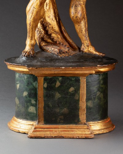 Antiquités - Hercule et Antée, sculpture en bois doré, Italie 18e siècle