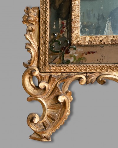 Antiquités - Miroir en bois doré et verres de Murano, Venise vers 1750