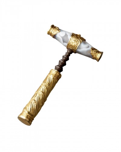 Gold, vermeil, steel and agate corkscrew circa 1750