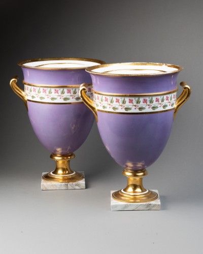 Céramiques, Porcelaines  - Paire de glacières en porcelaine de Sévres livrée pour Napoléon en 1808