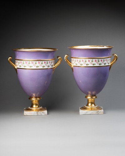 Antiquités - Paire de glacières en porcelaine de Sévres livrée pour Napoléon en 1808