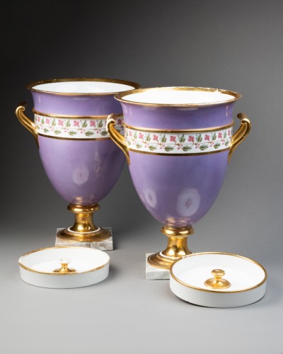 Antiquités - Paire de glacières en porcelaine de Sévres livrée pour Napoléon en 1808