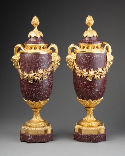 Paire de pots-pourris en porphyre, Rome vers 1830 - Franck Baptiste Paris