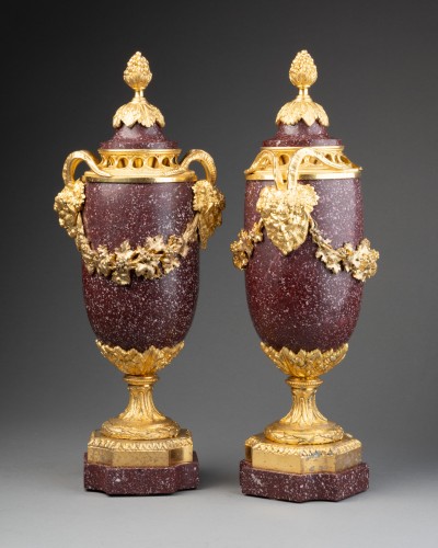 XIXe siècle - Paire de pots-pourris en porphyre, Rome vers 1830