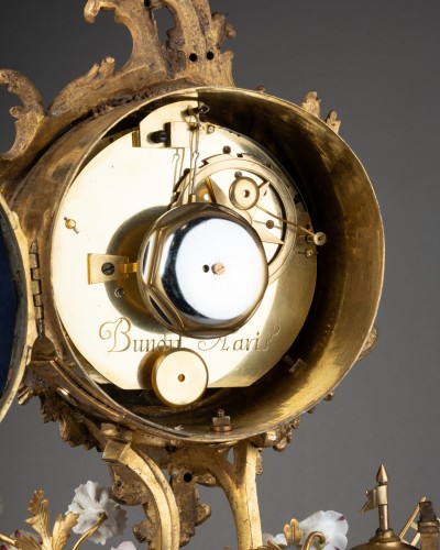 Antiquités - Harlequin and Columbine clock, Paris, circa 1765