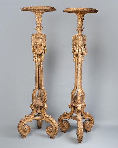 Pair of gilt-wood torchères, Paris, Louis XVI period. - Louis XVI