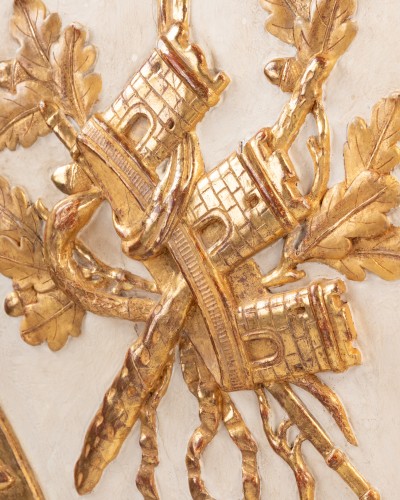 Objet de décoration Colonne Piédestal - Paire de gaines en bois laqué et doré, Paris vers 1740