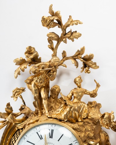 Monumental cartel clock featuring musicians, Paris, Louis XV period, circa  - Horology Style Louis XV
