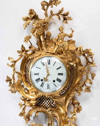 Horology  - Monumental cartel clock featuring musicians, Paris, Louis XV period, circa 