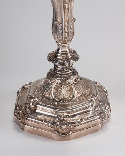 Paire de candélabres en argent par L.Lehendrick, Paris époque Louis XV - Franck Baptiste Paris