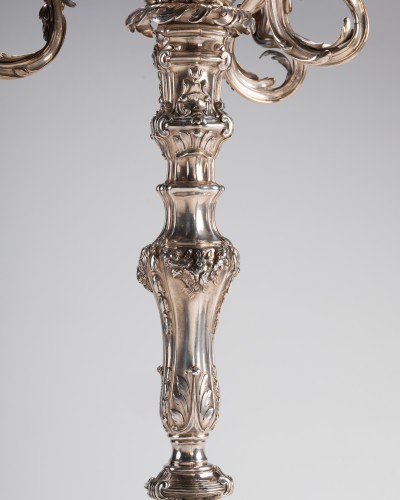 Paire de candélabres en argent par L.Lehendrick, Paris époque Louis XV - Louis XV