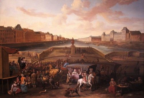 Vue de Paris du Pont Neuf - Hendrick Mommers (1623-1693) - Tableaux et dessins Style Louis XIV