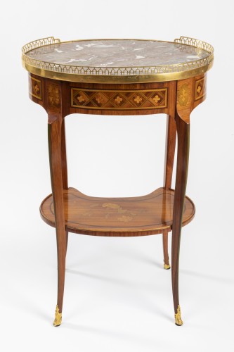 Antiquités - A Transitional trellis marquetery table stamped Reizell, circa 1770