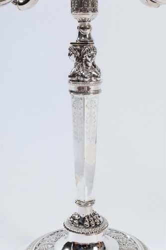 Paire de grands candélabres combinables en argent, Paris époque Empire - Franck Baptiste Paris