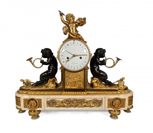 Mantel clock with musical fauns, Thomire circa 1790