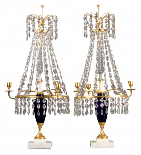 Pair of girandoles in bronze and crystal, St Petersburg circa 1790