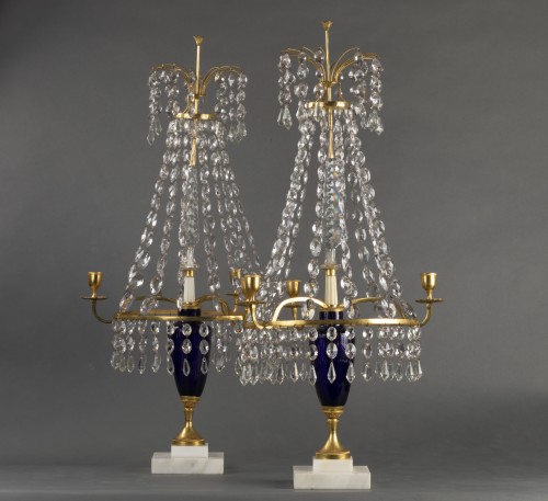 Pair of girandoles in bronze and crystal, St Petersburg circa 1790 - Lighting Style Directoire