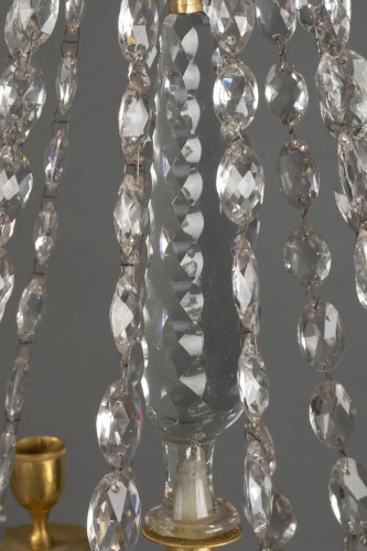 XVIIIe siècle - Paire de girandoles en bronze et cristal taillé, St Petersbourg vers 1790