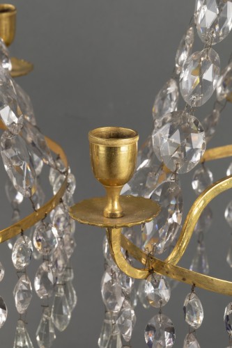 Paire de girandoles en bronze et cristal taillé, St Petersbourg vers 1790 - Directoire