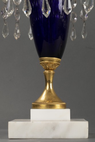 Antiquités - Paire de girandoles en bronze et cristal taillé, St Petersbourg vers 1790