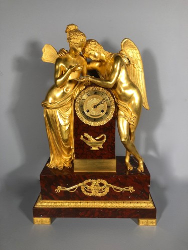 Antiquités - Cupidon and Psyche pendulum, attributed to Thomire, Paris circa1820