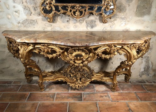 Furniture  - Monumental console table Louis XV period circa 1760
