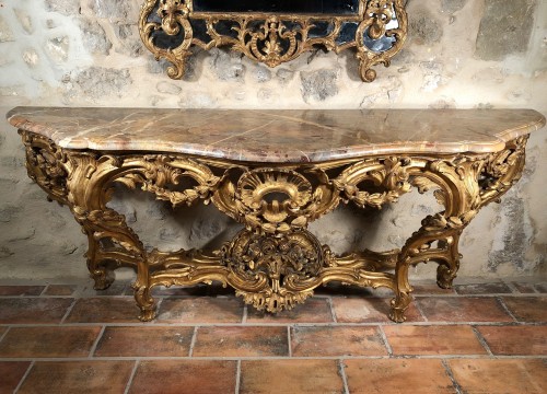 Mobilier Console - Monumentale table en console d’époque Louis XV vers 1760