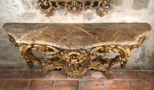 Monumental console table Louis XV period circa 1760 - 