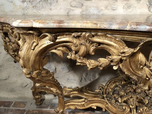 Louis XV - Monumentale table en console d’époque Louis XV vers 1760