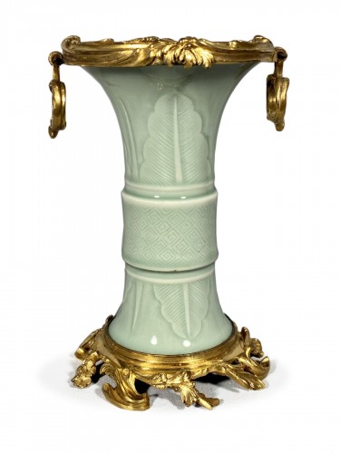 Celadon porcelain vase mounted , Paris circa 1750