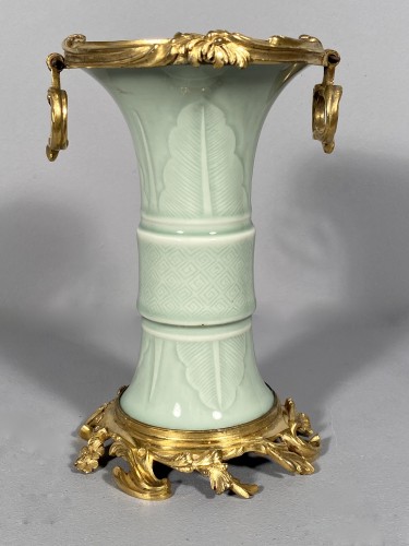 Louis XV - Celadon porcelain vase mounted , Paris circa 1750