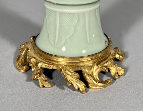 Antiquités - Celadon porcelain vase mounted , Paris circa 1750