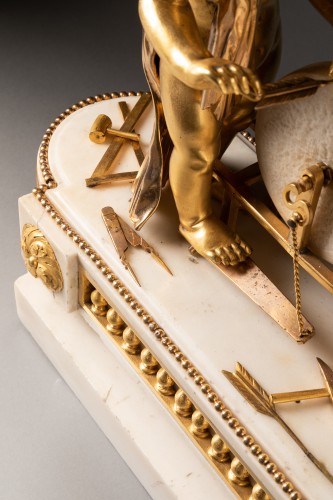 A Louis XVI &quot;Cupid&quot; white marble and gilt bronze clock - Louis XVI