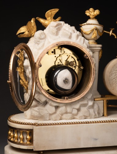 Antiquités - A Louis XVI &quot;Cupid&quot; white marble and gilt bronze clock