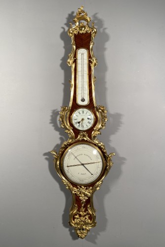 Antiquités - Thermometer, Barometer and Wall Clock by F. Berthoud, Paris, Louis XV perio