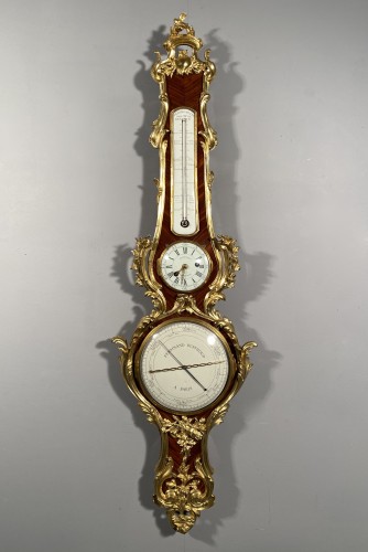 Antiquités - Thermomètre, Baromètre et Pendule murale par F. Berthoud, Paris ép louis XV vers 1765