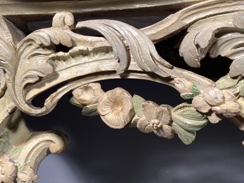 Louis XV Console with rockery decoration in its original polychromy - 