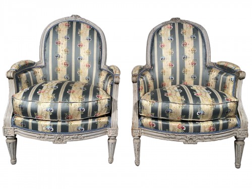 Pair of large fireside armchairs, JB Lelarge in Paris circa 1780