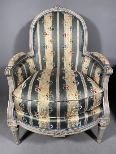 Sièges Fauteuil & Bergère - Paire de larges bergères coin de feu, JB Lelarge à Paris vers 1780