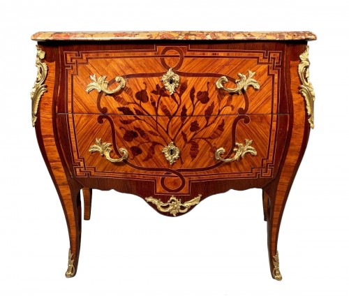 French fine 18 th Commode in marquetry stamped LUTZ